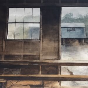 Boat Builders by Sherman Groenke Watercolor Painting 26x32 #eshopchicago